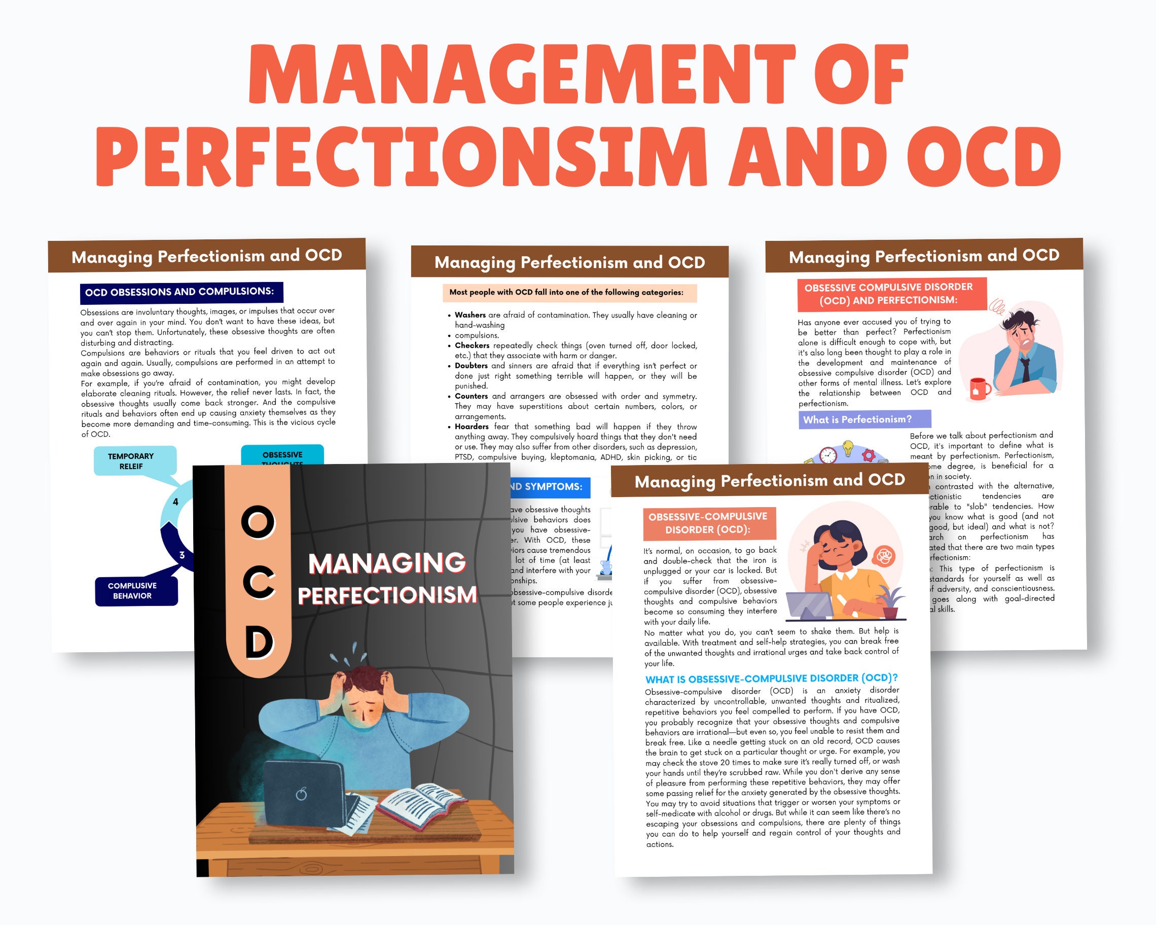 Ultimate OCD Therapy Worksheets Bundle, CBT, Obsessive Compulsive