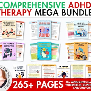 ADHD-Executive functioning worksheet bundle for kids, time management, self regulation, coping skills, ADHD skills, anxiety, therapy tools