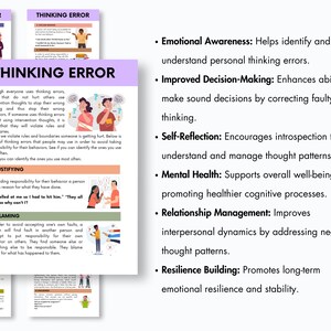 Understanding the Thinking Errors, Therapy Worksheets Bundle, Therapy ...