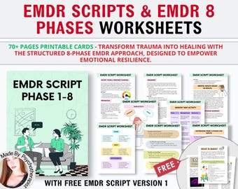 EMDR Scripts & EMDR Worksheets! EMDR Tools, Emdr Resources for Phases 1 - 8, Emdr Guides, Trauma Therapy, Counseling, Notice That Emdr