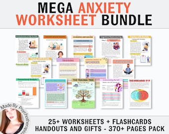 Anxiety Mega Bundle, Anxiety Worksheets, Therapy Tools, Therapy Worksheets, Anxiety Journal, Therapy Office Decor, Social Psychology,DBT CBT