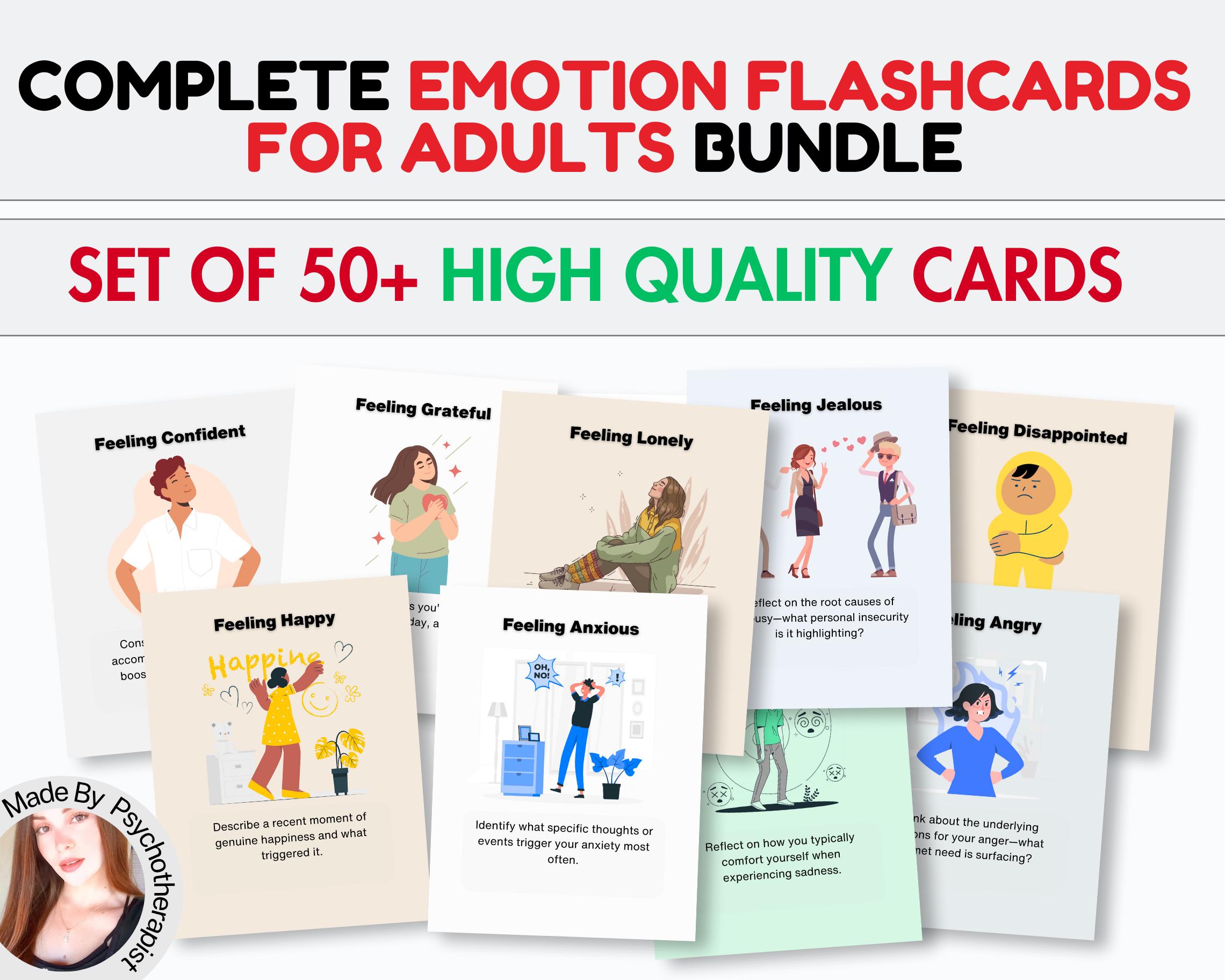 50 Emotion Flashcards, Teen Therapy Card Deck Counselling Tool Therapy ...