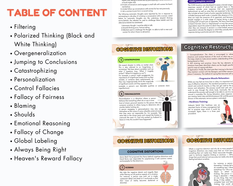 Cognitive Distortion Worksheets, Thinking Errors, Unhelpful Thinking ...