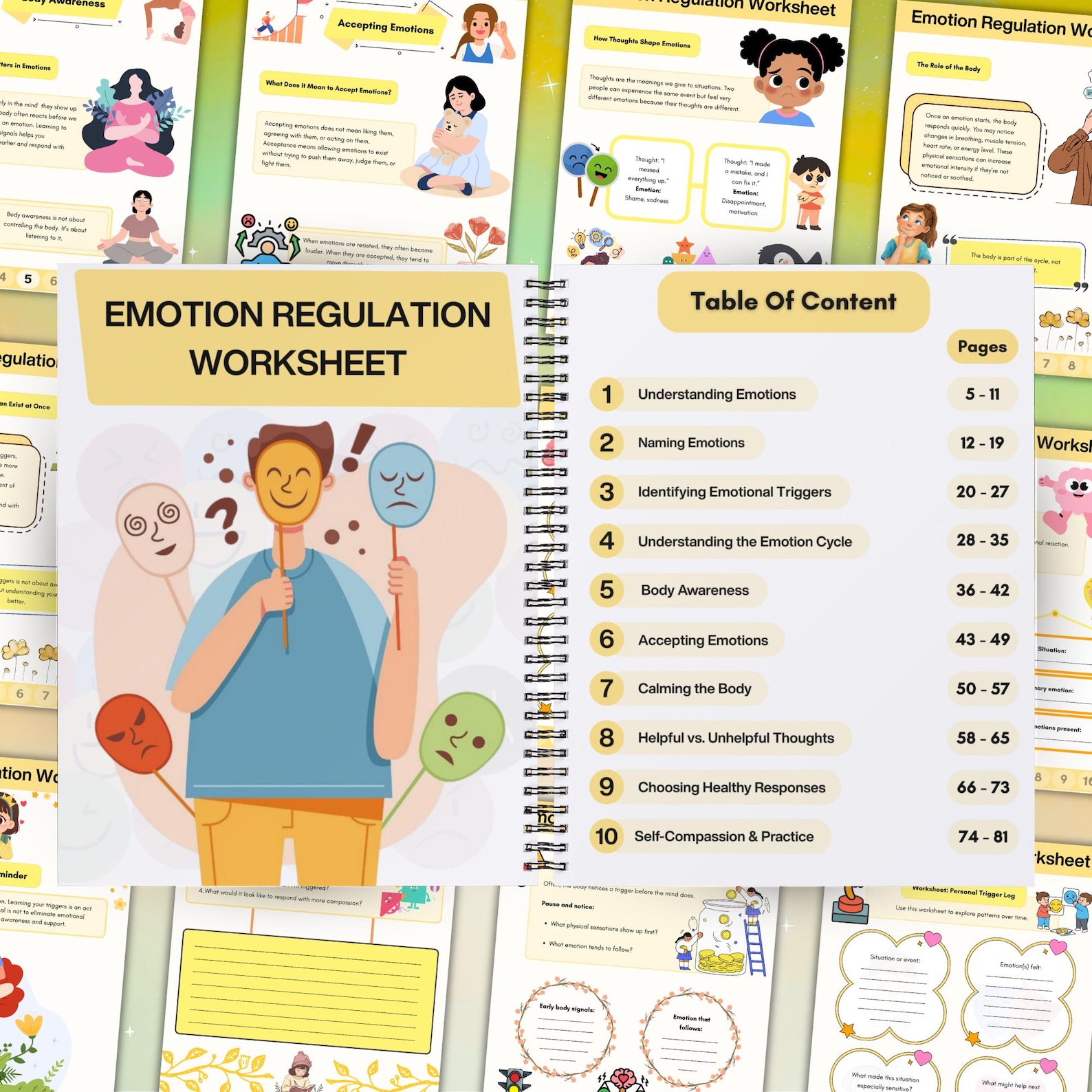 Emotional Regulation Workbook: Emotions Worksheets, Emotions Management ...
