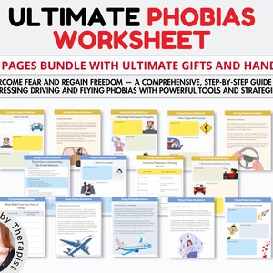 Fobiarbetsbladspaket 120+ sidor, Rädslostege-arbetsblad, Exponeringsterapi, ERP-arbetsblad, Terapi-arbetsblad, Ångestierarki, Terapi