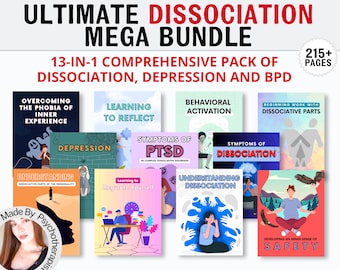 Dissociation Worksheets Workbook Bundle Dissociation Therapy Journal Dissociation Printable Dissociative Identity Disorder, Trauma Therapy