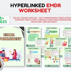EMDR Scripts & EMDR Worksheets! EMDR Tools, Emdr Resources for Phases 1 - 8, Emdr Guides, Trauma Therapy, Counseling, Hyperlinked Worksheet
