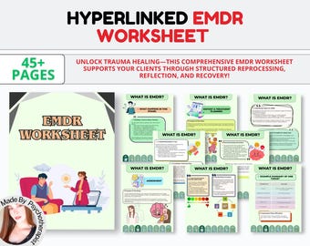 EMDR Scripts & EMDR Worksheets! EMDR Tools, Emdr Resources for Phases 1 - 8, Emdr Guides, Trauma Therapy, Counseling, Hyperlinked Worksheet