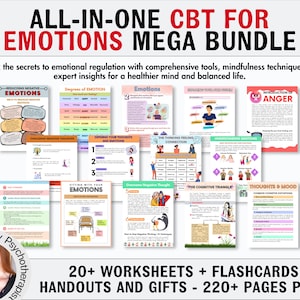 Emotions and Feelings Bundle, Psychology Resources, Inner Critic, Boundaries, Trauma, Acceptance Therapy, Safety Plan, Planner, Affirmations
