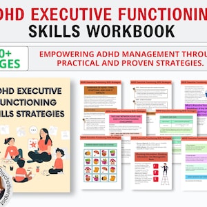 Executive functioning worksheets, ADHD Worksheets, Executive Dysfunction Workbook, Anxiety, depression, organization, coping skills tools