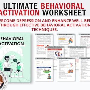 Behavioral Activation Workbook CBT Activities for Mental Health Therapy Exercises Strategies Well-being Depression Anxiety Self-Help Mood