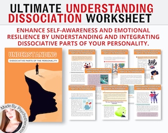 Dissociative Personality Disorder, Dissociation Worksheets Workbook Dissociation Therapy Journal Dissociation Printable, Trauma Therapy