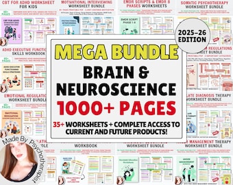 The Brain Regions And Neuroscience Psychoeducation Bundle, Brain and Neuroscience Therapy and Education, Therapy Resources, Brain Anatomy