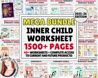 Inner child wounds workbook bundle, reparenting inner child, attachment wounds, journal, therapy worksheets, CBT, DBT