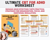 CBT for ADHD Worksheets Mega Bundle, ADHD Workbook Kids, Neurodivergent Planner Children, Coping Skills Cards, Social Emotional Learning