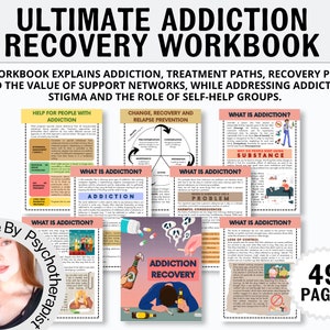 Addiction Recovery Workbook, Addiction Recovery for Adults, Therapy Worksheets, CBT, Relapse Prevention Plan, Sobriety Worksheets