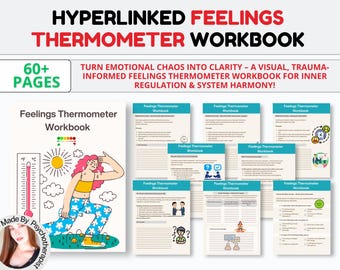 Hyperlinked Feelings Thermometer Worksheets, Therapy Worksheets, Mental Health Tools, Anxiety Tools, Emotional Awareness, Digital Download