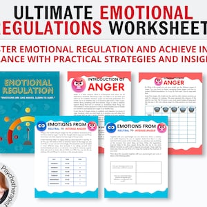 Werkboek emotionele regulatie, werkbladen emoties, werkbladen therapie, emoties beheren, volwassene, emotionele regulatie, woedebeheersing