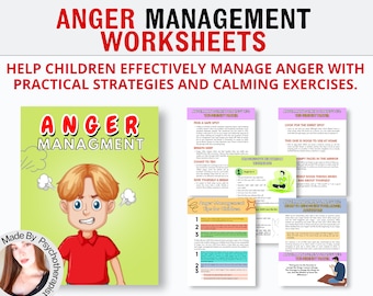 Understanding Anger Management Worksheets for Kids, Teens and Adults, Anger Cycle Workbook, Anger Journal,Anger Iceberg,Anger Coping Skills