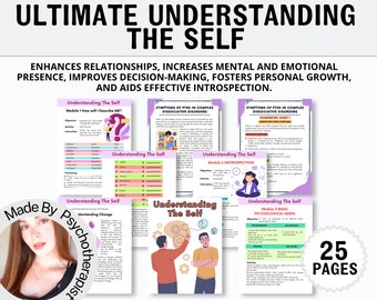 May include: A digital workbook titled "Ultimate Understanding The Self" with 25 pages. The workbook is designed to enhance relationships, increase mental and emotional presence, improve decision-making, foster personal growth, and aid effective introspection.