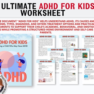 Ultimate ADHD para CRIANÇAS Workbook, ADHD Workbook Kids, Neurodivergent Planner Children, Cartões de habilidades de enfrentamento, Aprendizagem socioemocional