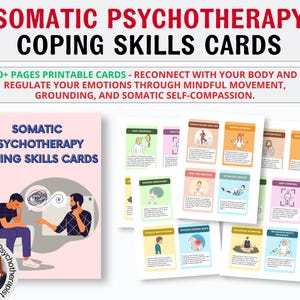 Somatic psychotherapy Coping Skills Cards, somatic exercises for nervous system regulation, emotional regulation, trauma healing