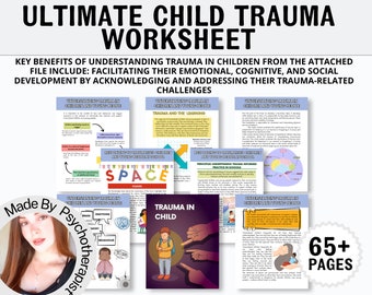 Ultieme werkbladen traumatherapie voor kinderen, bundel traumatherapie, traumaheling, traumatische triggers, PTSS-werkblad BPS-coping, eigenwaarde