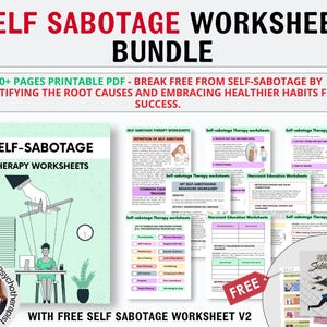 Selbstsabotage Arbeitsblätter und druckbare Psychoedukations-Tools & Arbeitsblätter für Therapeuten und psychische Gesundheit, Selbstwertgefühl, Therapie-Arbeitsblätter