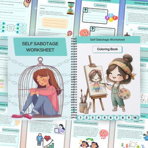 Self Sabotage Worksheets: Therapy Psychoeducation Tools, 95+ Pages, 10+ Topics, Hyperlinked, Coloring Book (PDF) image 8