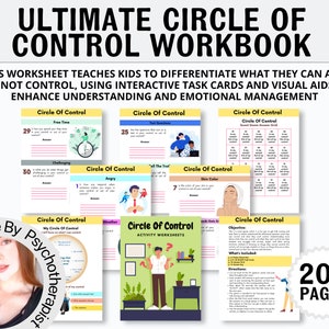 Circle of control, therapy worksheets, things I can control, worry book, worry worksheets, therapy resources, anxiety relief, mental health