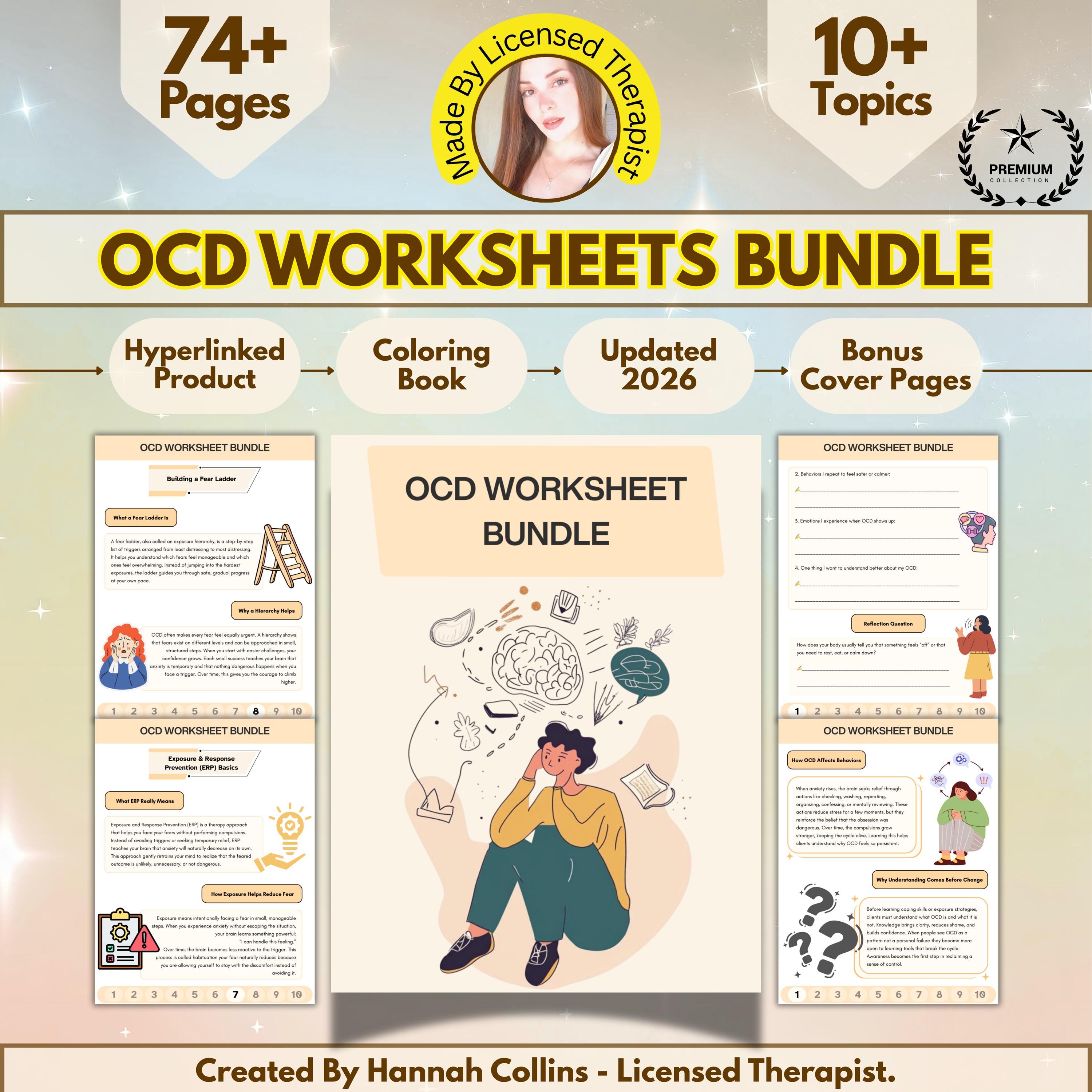 Ultimate OCD Therapy Worksheets Bundle, CBT, Obsessive Compulsive ...
