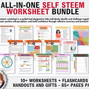 Self Esteem Worksheets, Confidence Building Workbook, Self Confidence Therapy, People Pleasing, Communication Skills & Boundary Setting