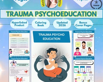 Paquete de psicoeducación sobre traumas: Hojas de trabajo sobre traumas, más de 10 temas, hipervínculos, libro para colorear incluido (PDF)