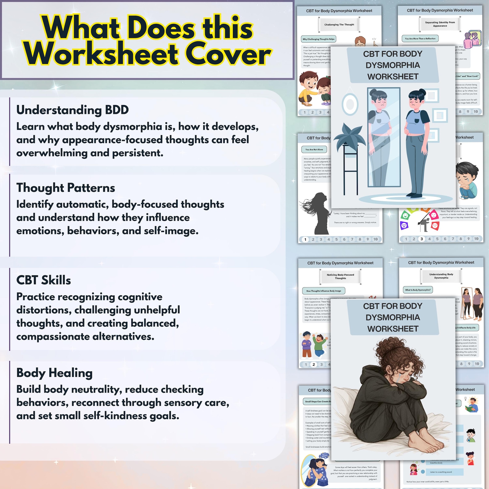 CBT Body Dysmorphia Worksheets, Body Image Therapy (PDF & PNG) - Etsy
