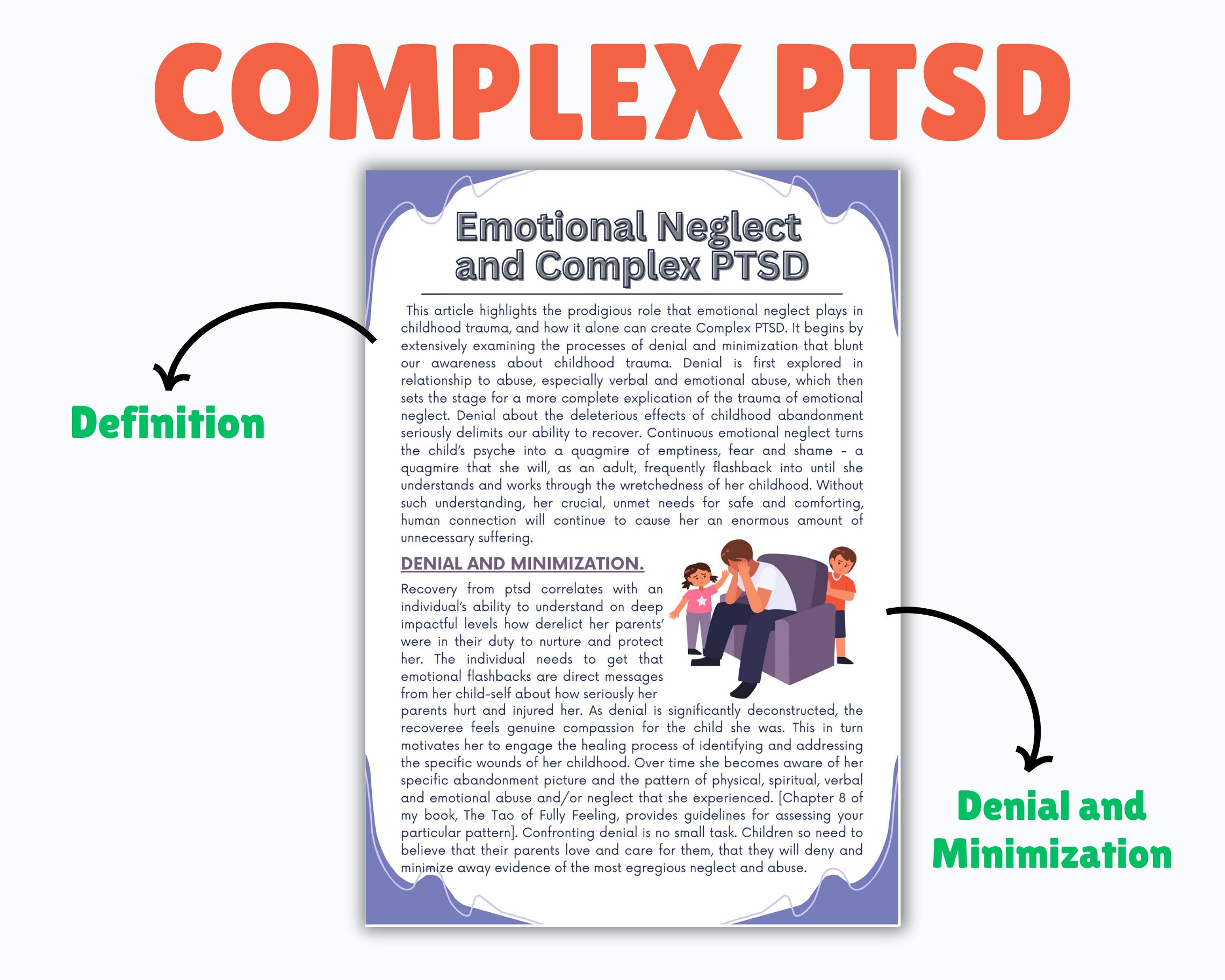 Emotional Neglect and Complex PTSD Worksheets, PTSD Workbook, Trauma