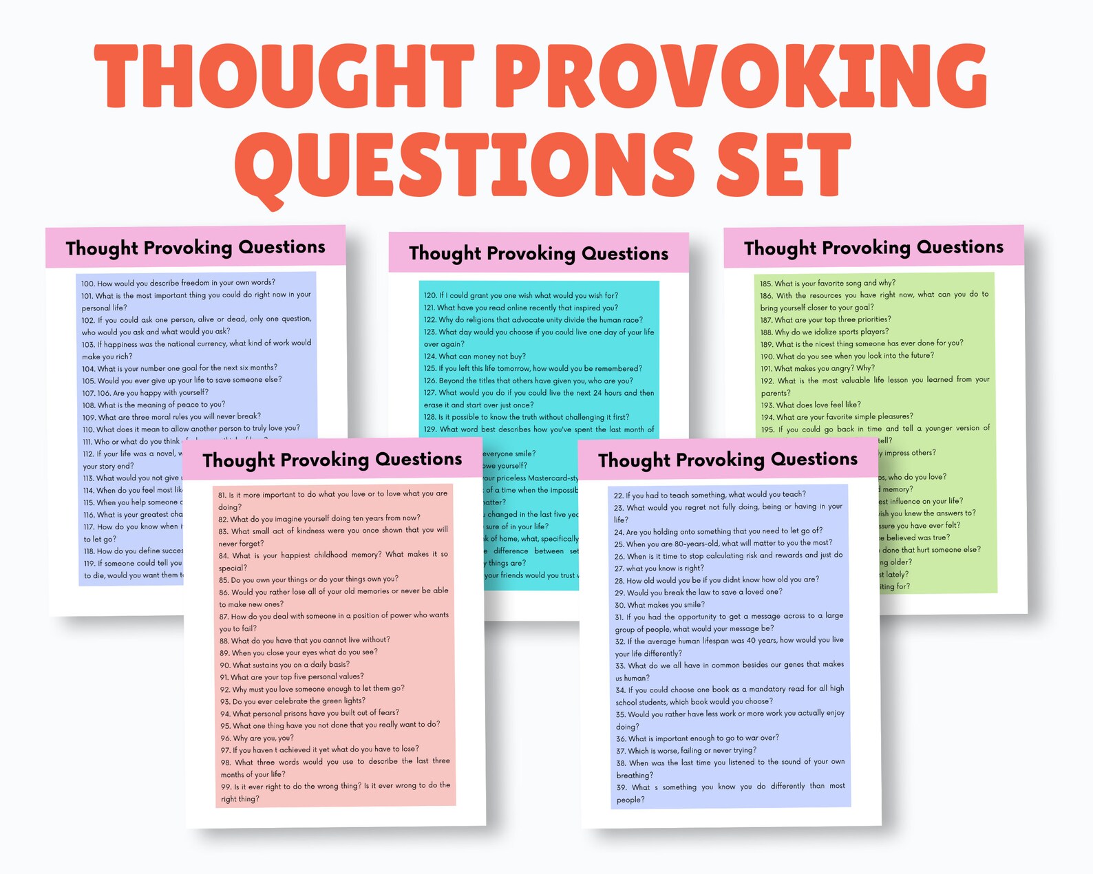 Thought Provoking Questions Set, Therapy Interventions Therapy Cheat ...