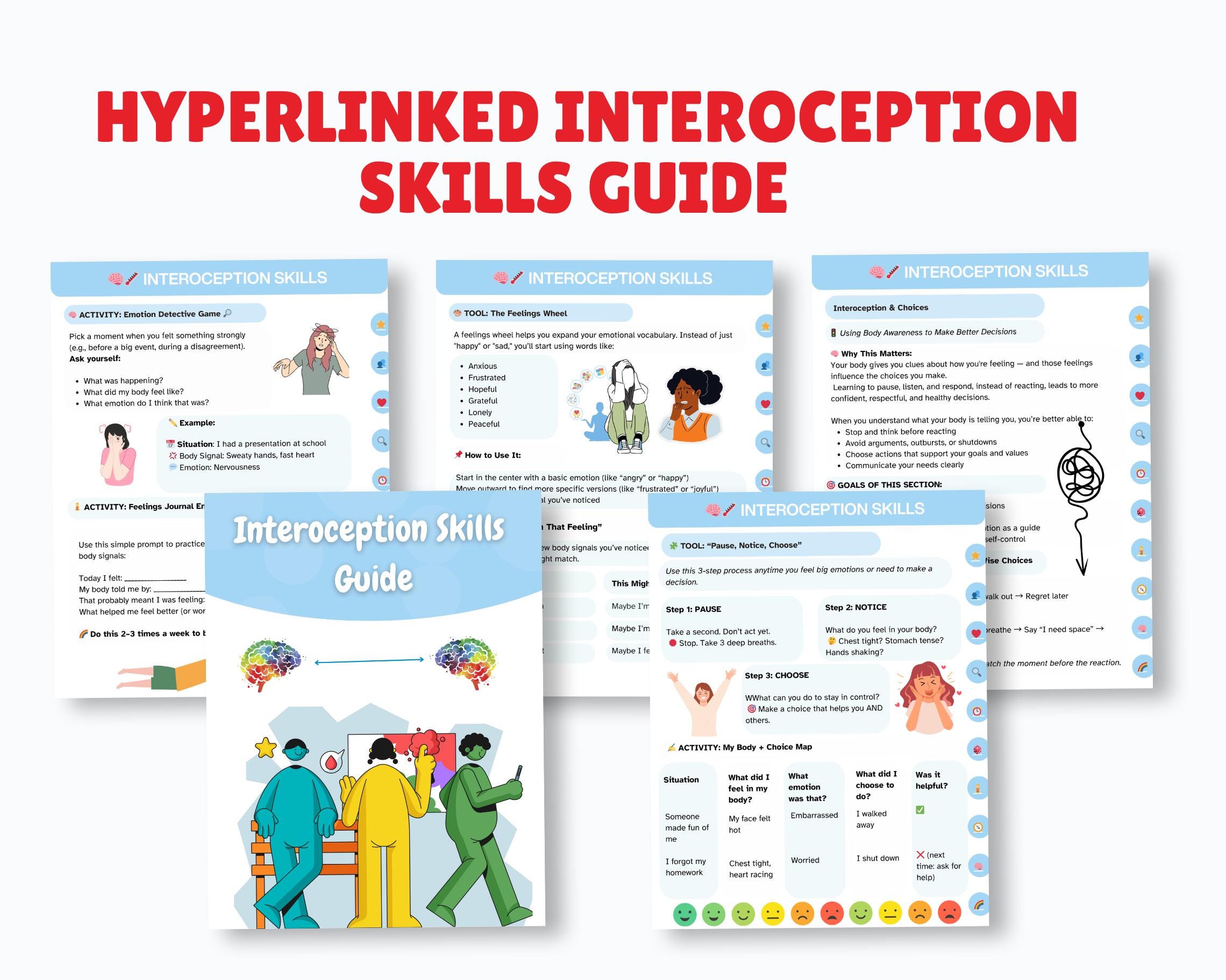 Interroception Body Scan HYPERLINKED Interoception Skills for Adults & Teens: Connect With ...