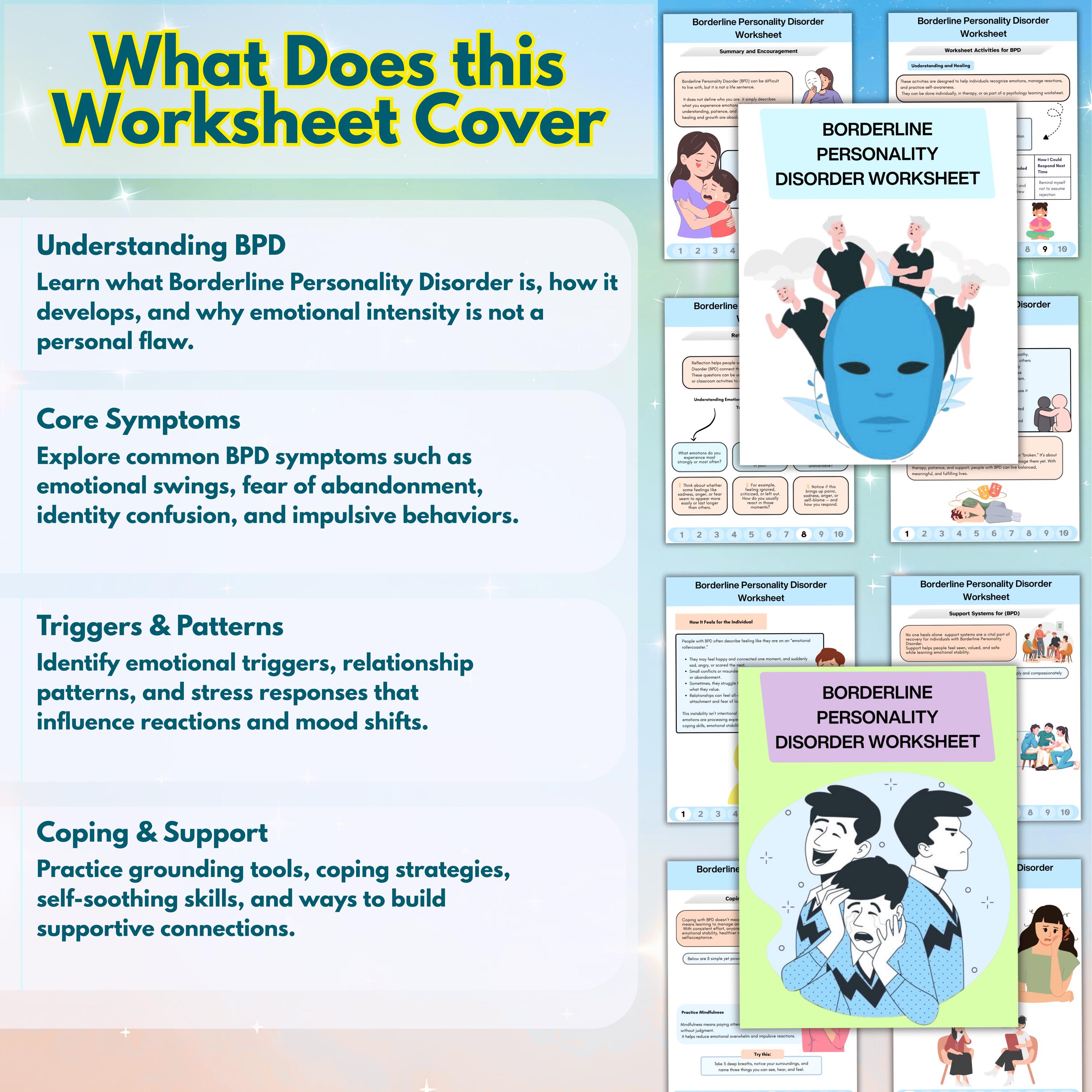 BPD Workbook! Borderline Personality Disorder Worksheets, Journal, BPD ...