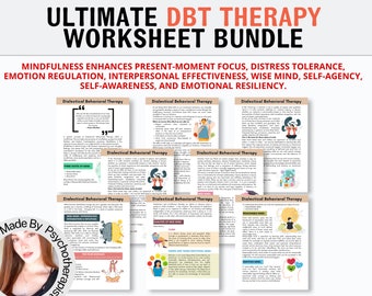 DGT MEGABUNDEL, dbt-vaardigheden, dbt-werkboek, therapiewerkblad, hulpmiddelen voor counseling, therapiehulpmiddelen, afdrukbaar geestelijke gezondheid, dbt-flashkaarten