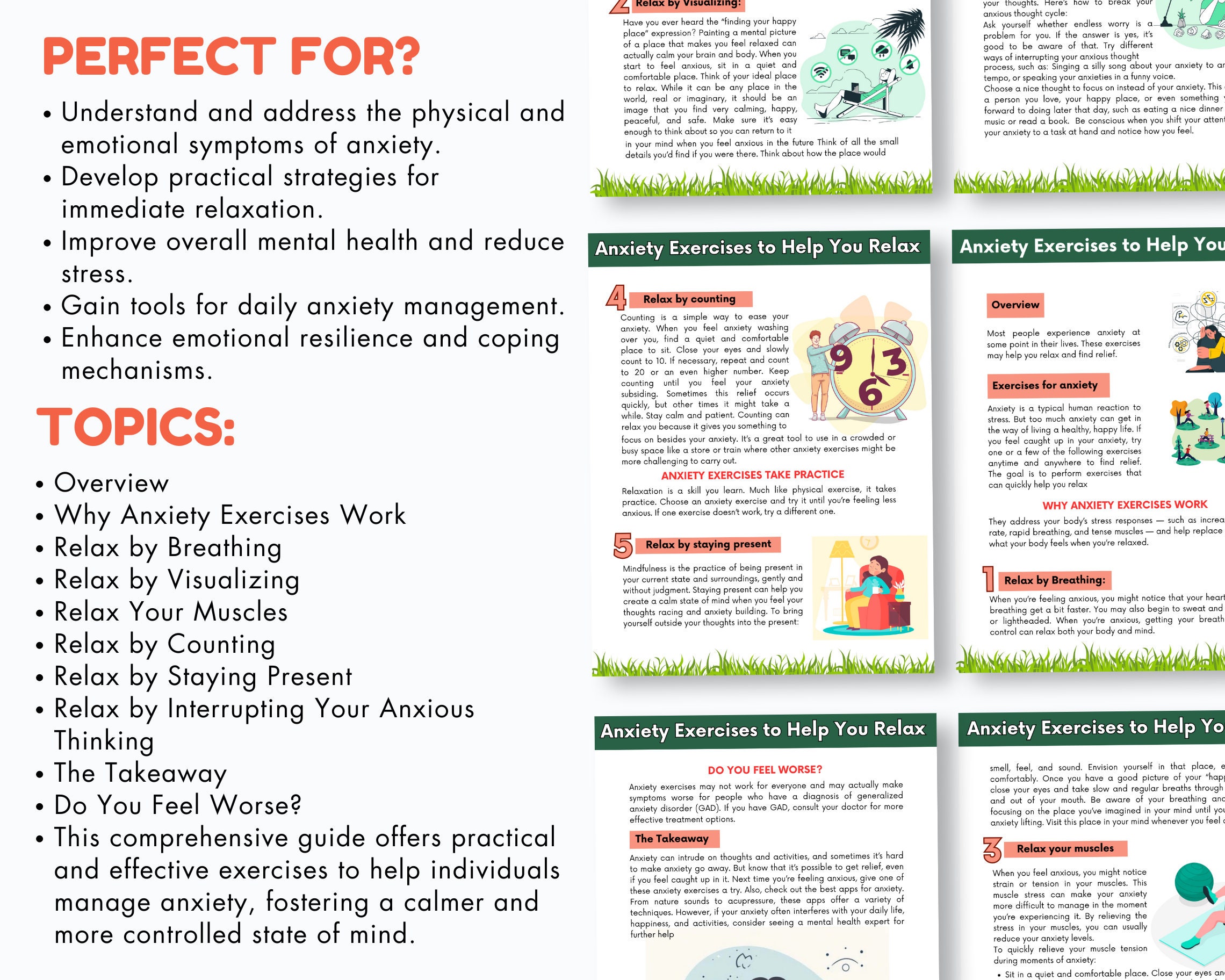 Anxiety Therapy Workbook Printable Worksheets for Panic Worry and ...