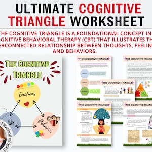 The Cognitive Triangle Cognitive Behavioral Therapy Worksheets and Psychoeducation Bundle for Therapists and Mental Health Counsellors CBT
