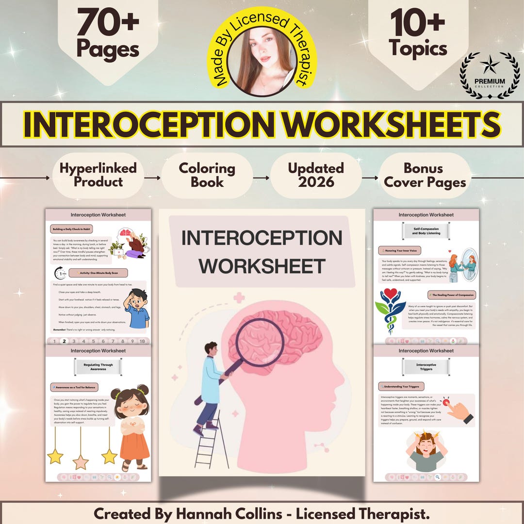 Interoception Improvement Worksheet.pdf Interoception Worksheets With Quiz, Coloring Books & More, Hyperlinked ...