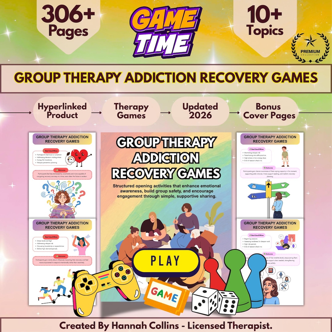 Addiction Recovery Group Therapy Games, Substance Use, 300+ Games, 50+ Topics, Hyperlinked ...
