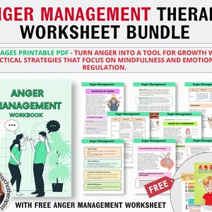 Understanding Anger Management Techniques Worksheets, Anger Cycle Workbook, Anger Journal, Anger Iceberg, Anger Coping Skills, Therapy Tools