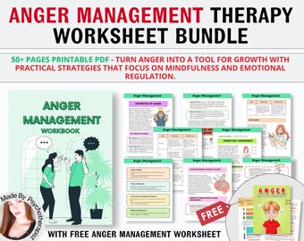 Understanding Anger Management Techniques Worksheets, Anger Cycle Workbook, Anger Journal, Anger Iceberg, Anger Coping Skills, Therapy Tools