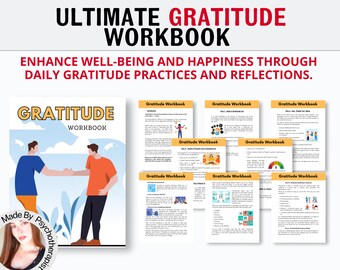 Hojas de trabajo de gratitud, recursos de psicología, crítico interno, límites, trauma, terapia de aceptación, plan de seguridad, planificador, afirmaciones, trastorno de ansiedad generalizada (TAG)