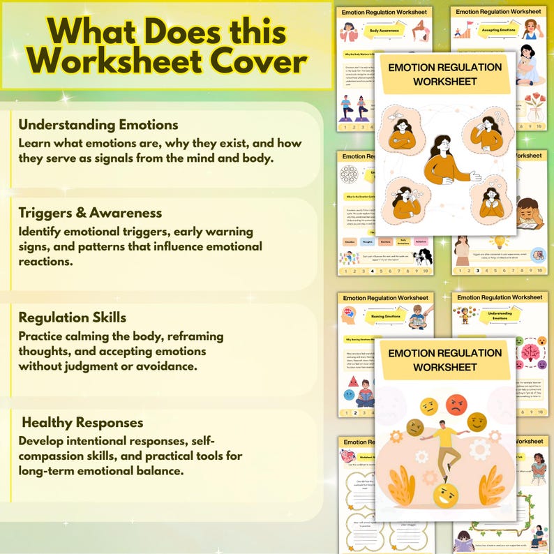 Emotional Regulation Workbook: Emotions worksheets, Emotions Management, 102+ Pages (Digital Download) image 4