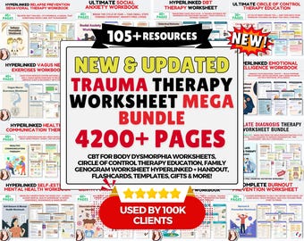 Bundel traumatherapie voor volwassenen, PTSS-werkboek, traumawerkbladen voor volwassenen, hulpmiddelen voor traumatherapie