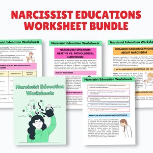Puede incluir: Un conjunto de hojas de trabajo imprimibles para aprender sobre el narcisismo. Las hojas de trabajo cubren temas como el espectro del narcisismo, los conceptos err&oacute;neos comunes sobre el narcisismo y el impacto del narcisismo en las relaciones y el funcionamiento.