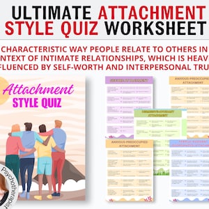 Attachment Styles Quiz, Adult Attachment Styles, Attachment Worksheet, Attachment Theory,Therapy Worksheets, Therapy Games, Self Ssteem, CBT